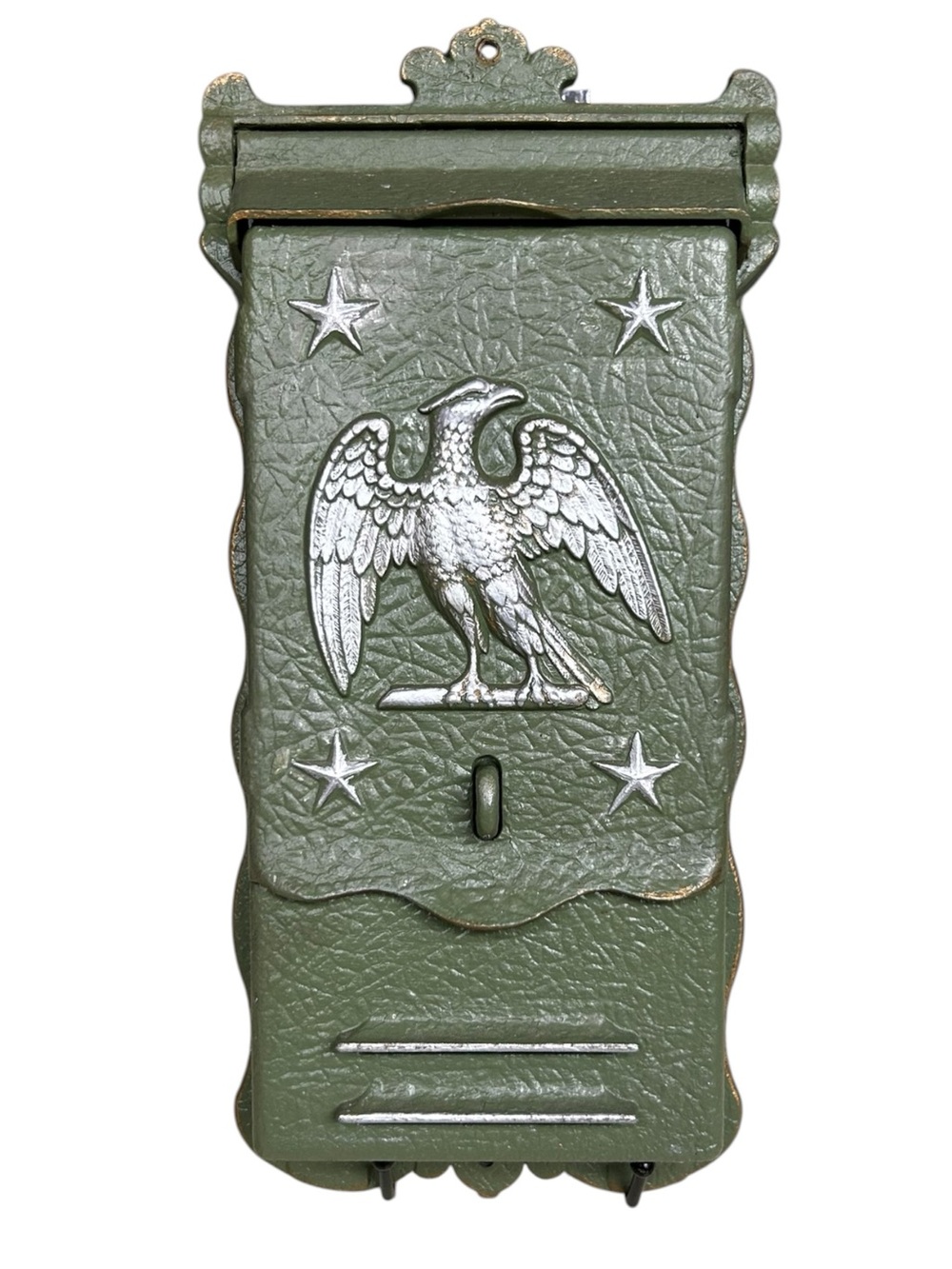 Vintage Remington Hardware Cast Aluminum Eagle Wall Mailbox Olive Green